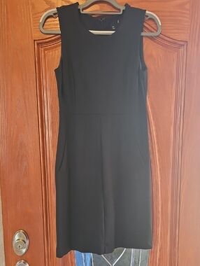 Lands' End Black Sleeveless Midi Shift Dress